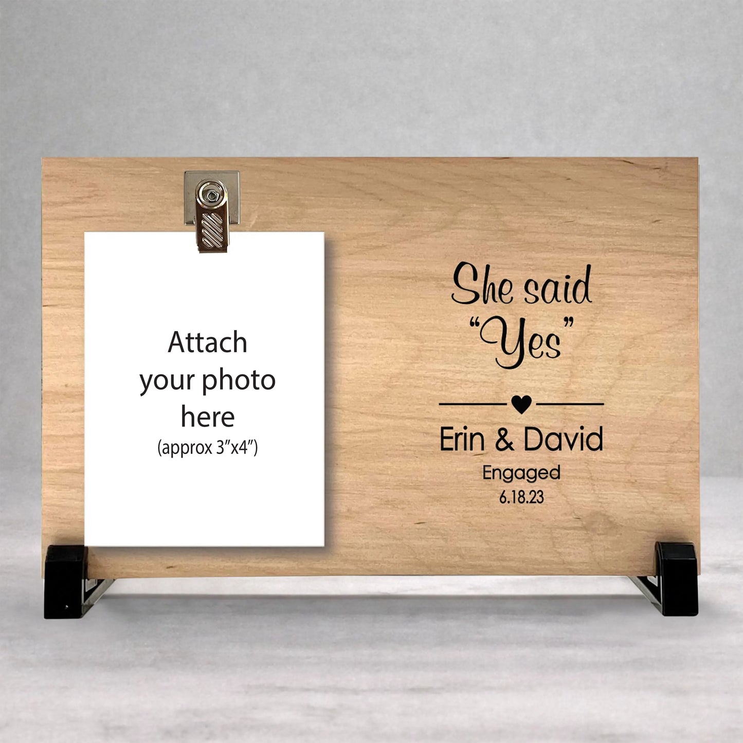 Engagement Frame - Personalized Wood Frame | She Said Yes Gift for Couples