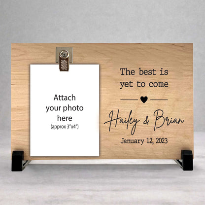 Engagement Picture Frame - Personalized Custom Wood Frame for Wedding Photo Gift