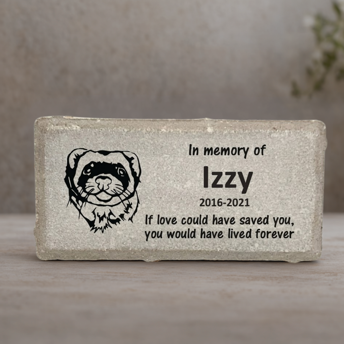 Ferret Memorial Stone - Personalized Pet Grave Marker - Ferret Keepsake