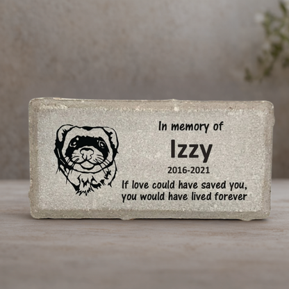 Ferret Memorial Stone - Personalized Pet Grave Marker - Ferret Keepsake