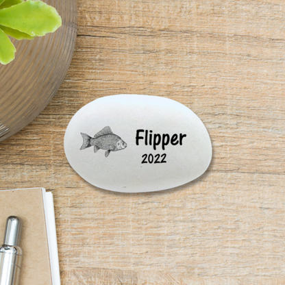 Fish Memorial Stone - Personalized Pet Sympathy Gift | Handcrafted Keepsake featuring memorial design with your custom person