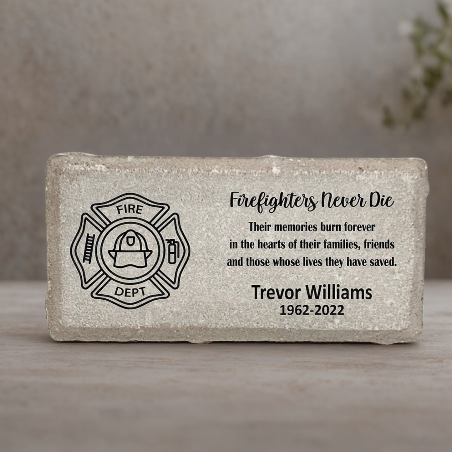 Firefighter Memorial Stone – Personalized Custom Tribute Plaque