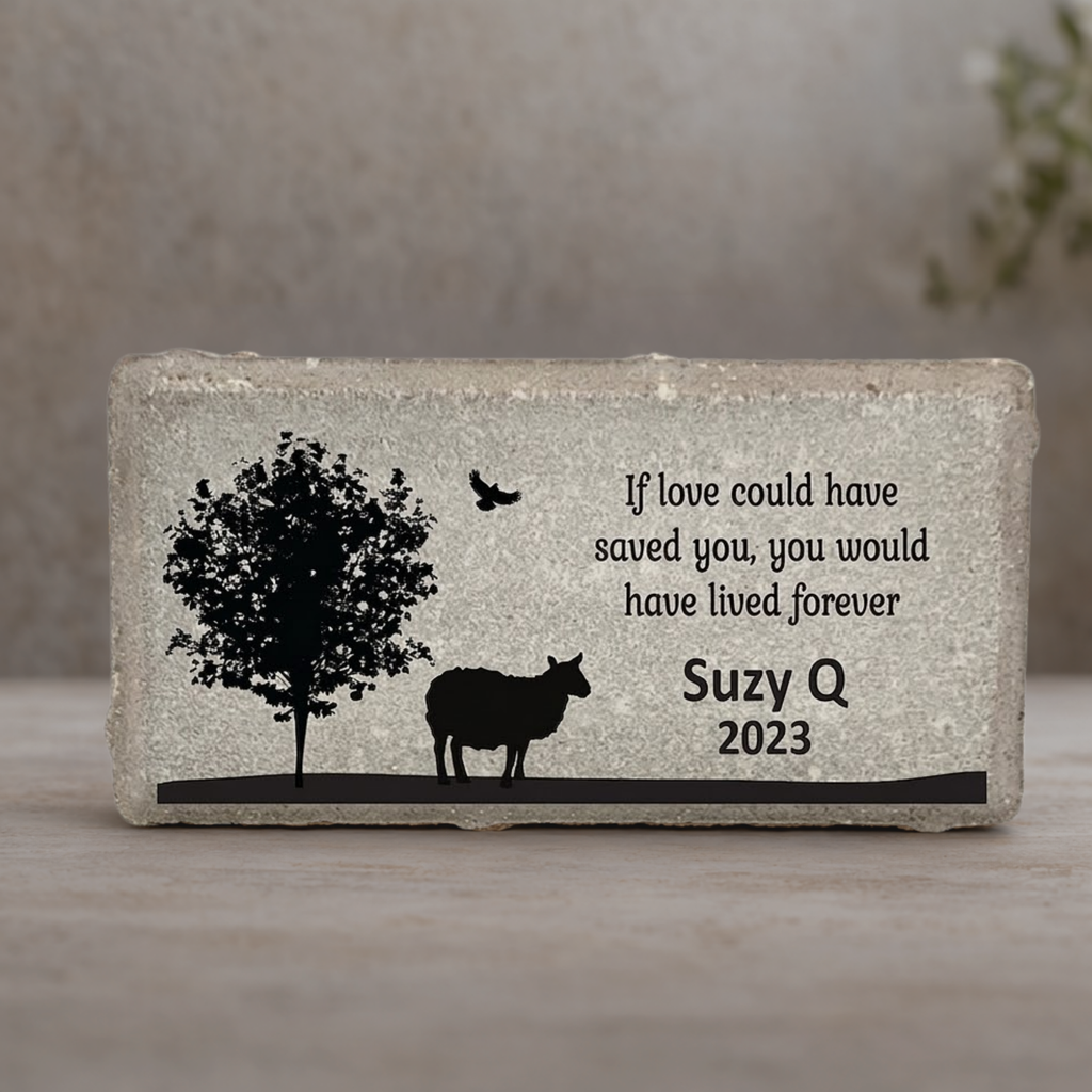 Sheep Memorial Stone – Personalized Pet Memorial Gift | Outdoor & Indoor Stone Choices
