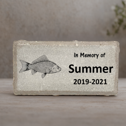 Fish Memorial Stone - Personalized Concrete Or Marble FishTribute Plaque