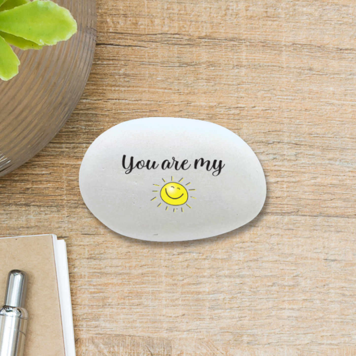 Gift Stone - Custom Printed Sunshine Quote Stone | Handcrafted Indoor Decor featuring custom wording or meaningful design