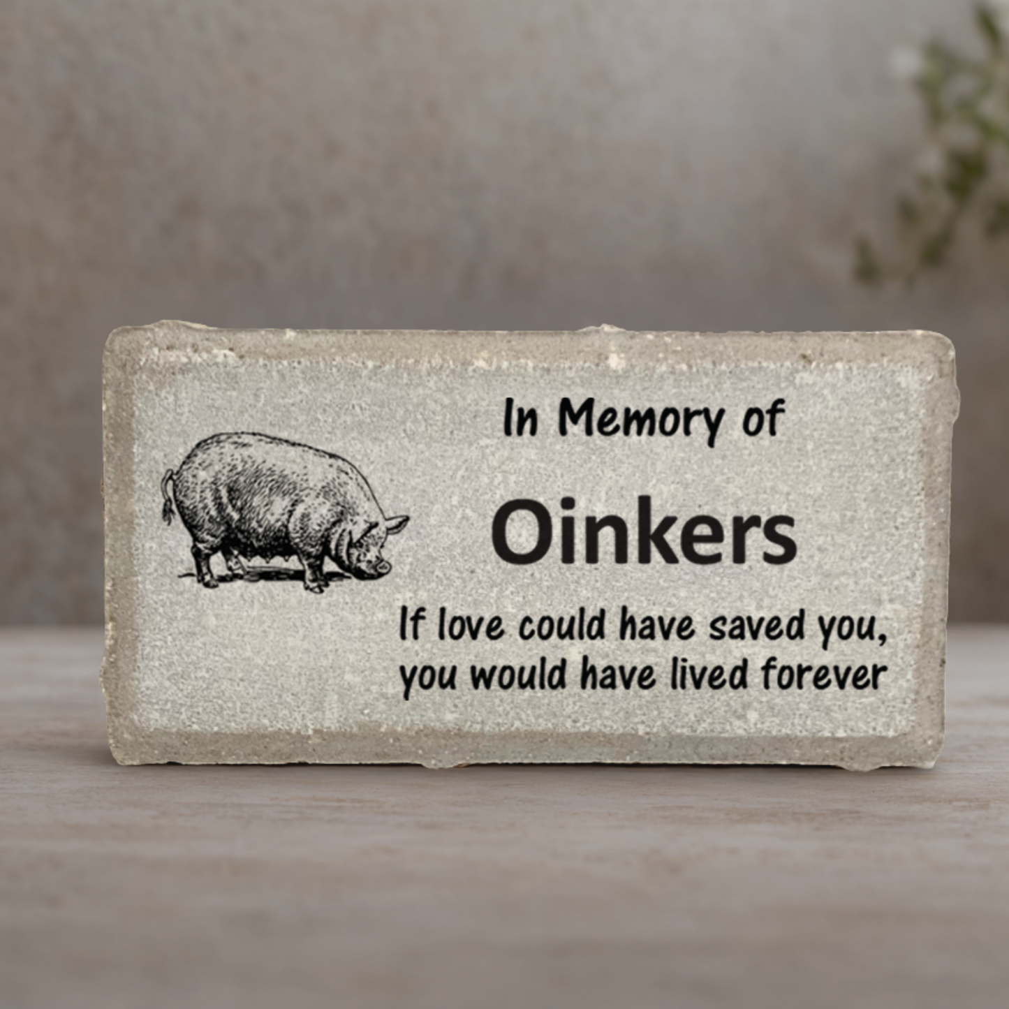 Pig Memorial Stone - Personalized Keepsake With Custom Name - Sympathy Gift
