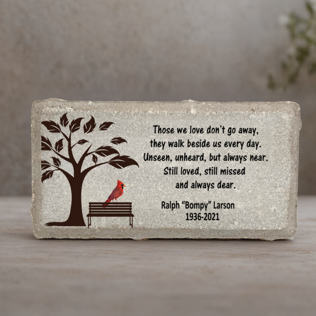 Empty Bench Memorial Stone - Personalized Sympathy Gift With Cardinal Design