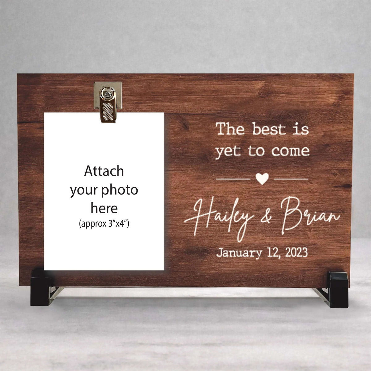Engagement Picture Frame - Personalized Custom Wood Frame for Wedding Photo Gift