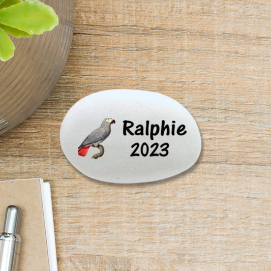 African Grey Memorial Stone - Personalized Bird Memorial Stone Keepsake Gift