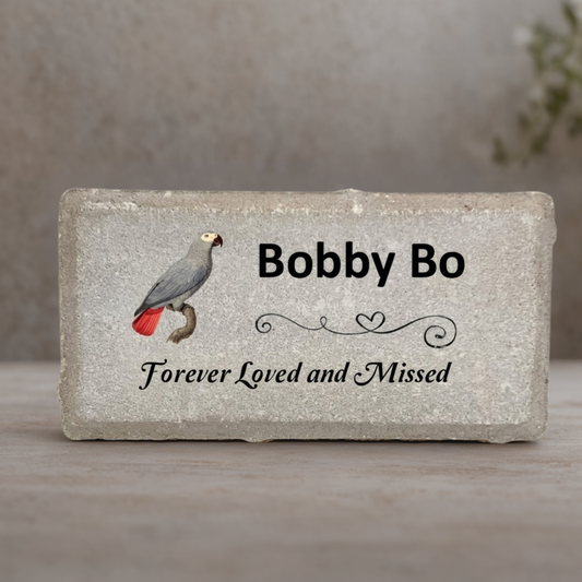 African Grey Memorial Stone - Personalized Pet Memorial Stone
