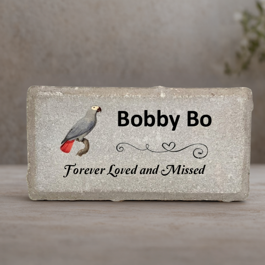 African Grey Memorial Stone - Personalized Pet Memorial Stone