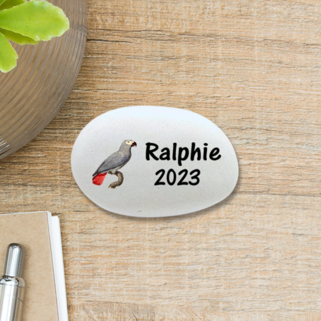 African Grey Memorial Stone - Personalized Bird Memorial Stone Keepsake Gift