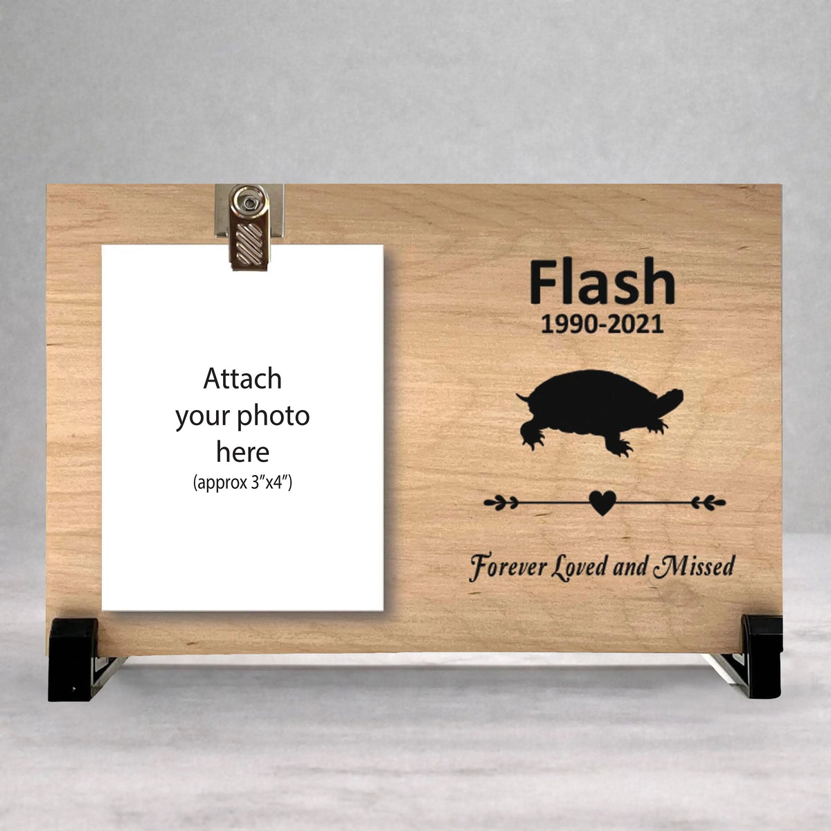Turtle Memorial Gift - Personalized Wooden Photo Frame