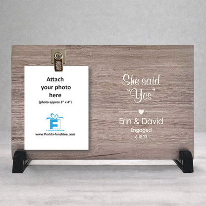 Engagement Frame - Personalized Wood Frame | She Said Yes Gift for Couples