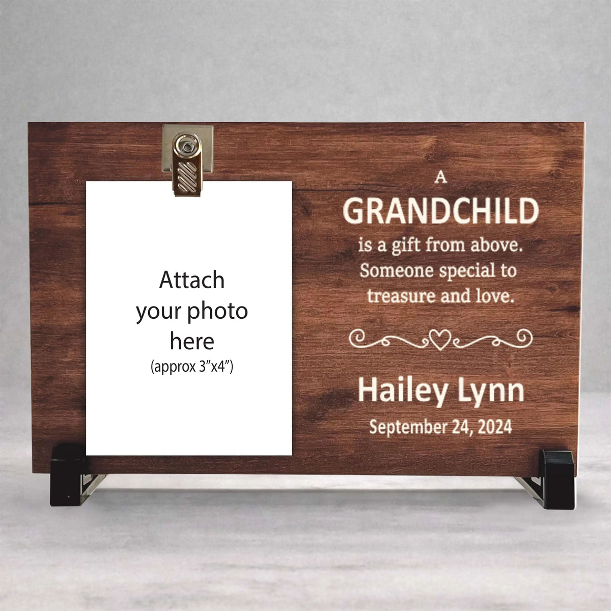 Personalized Grandchild Frame - Custom Wood Picture Frame With Name & Date