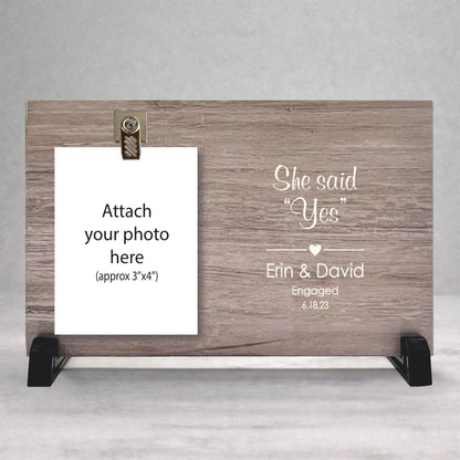 Engagement Frame - Personalized Wood Frame | She Said Yes Gift for Couples