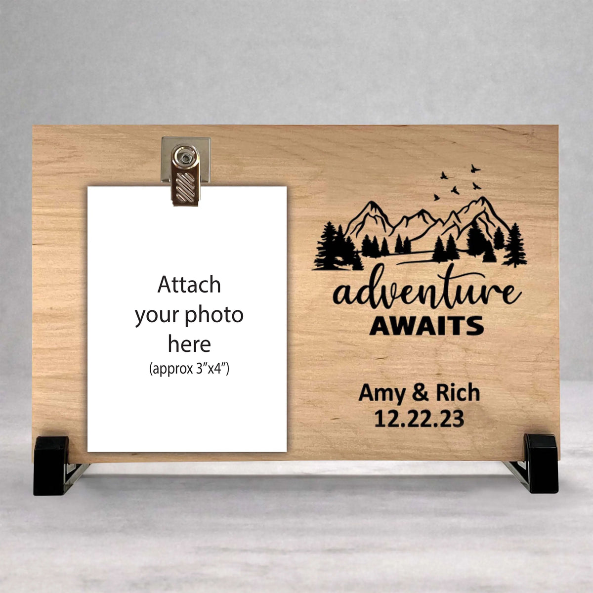 Personalized Wood Picture Frame – Custom Name Frame with Photo Display Stand