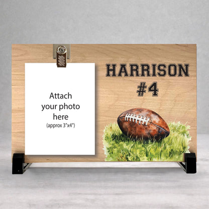 Personalized Football Frame - Custom Wood Sports Picture Frame Gift Idea