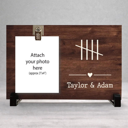5th Anniversary Frame - Custom Wood Frame With Photo Clip - Personalized Photo Gift