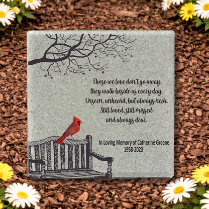 Cardinal Memorial Stone - Personalized 12x12 Concrete Memorial Garden Stone