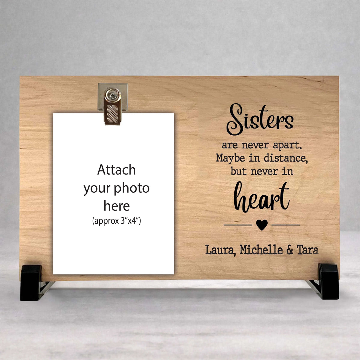 Personalized Sister Frame - Custom Wood Picture Frame With Photo Clip