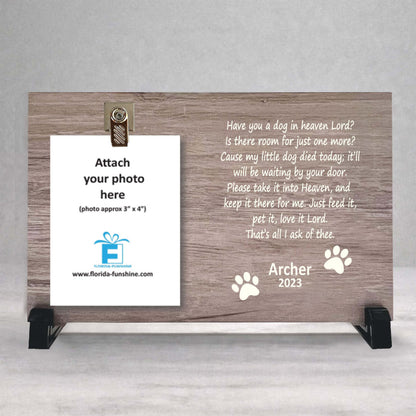 Dog Memorial Frame - Personalized Wooden Pet Tribute With Photo Clip