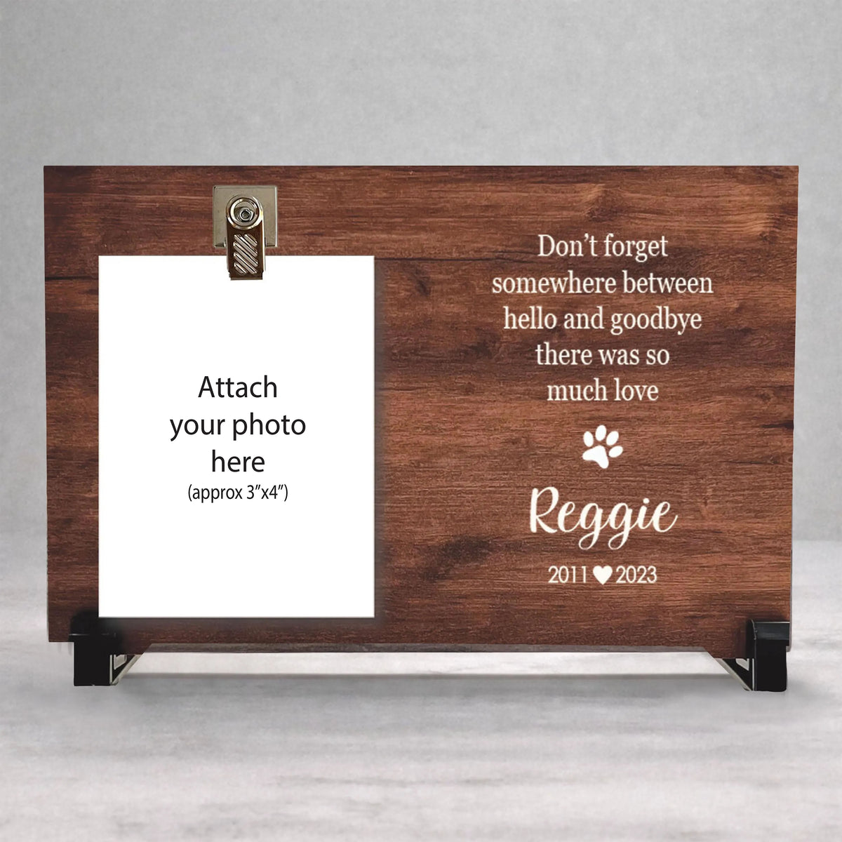 Dog Memorial Frame - Personalized Wood Dog Keepsake with Photo Clip