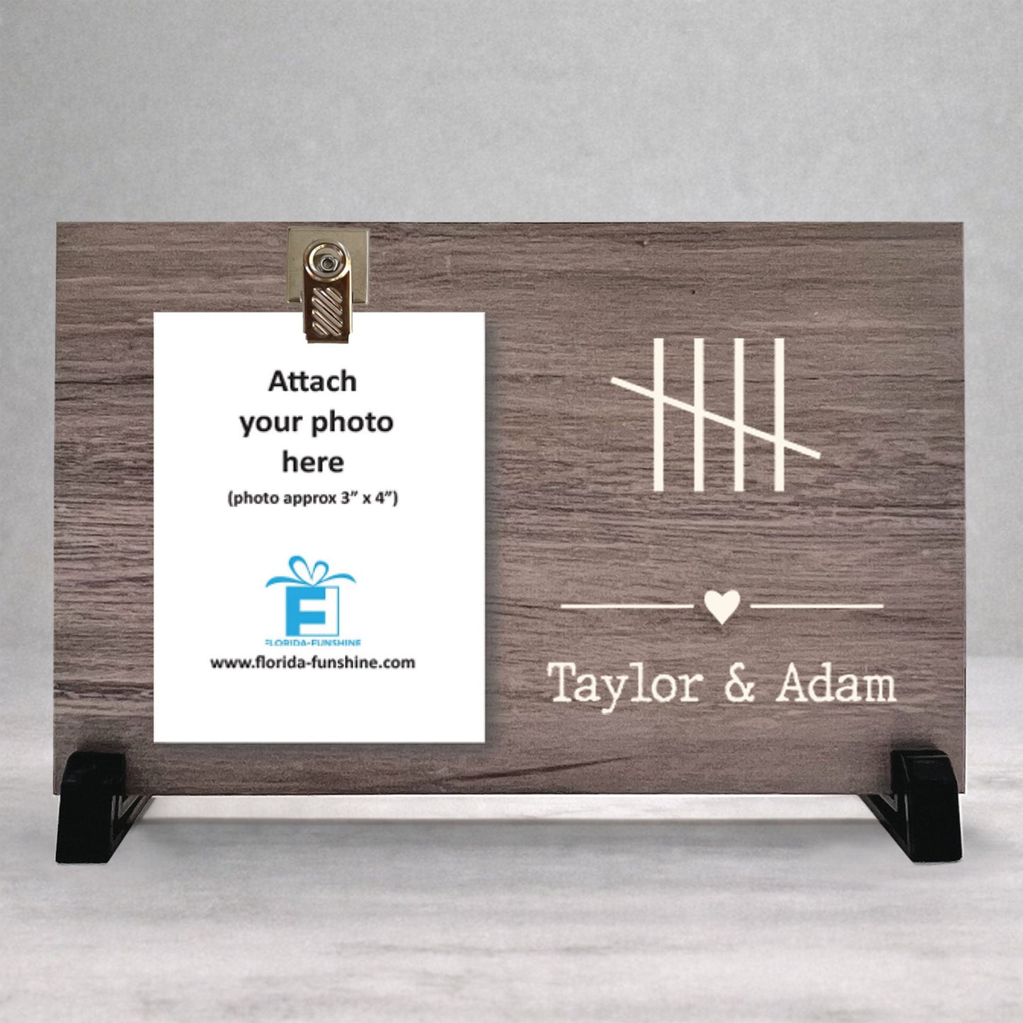 5th Anniversary Frame - Custom Wood Frame With Photo Clip - Personalized Gift