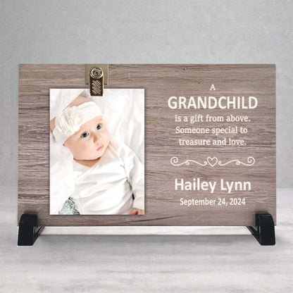 Personalized Grandchild Frame - Custom Wood Picture Frame With Name & Date