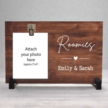 Personalized Roommate Wood Photo Frame – Custom Roomies Gift, College Friend Gift, Best Friend Keepsake