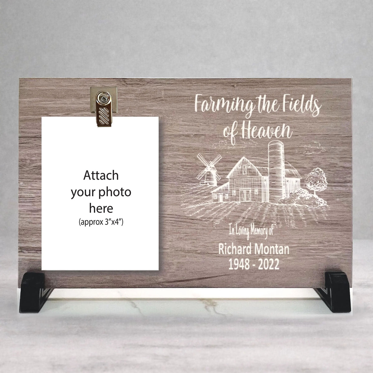 Wood Memorial Frame - Farmer Memorial Gift | Personalized Wood Tribute
