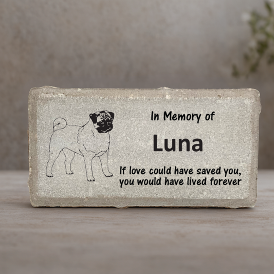 Pug Memorial Stone - Custom Pet Stone | Personalized Dog Memorial Gift