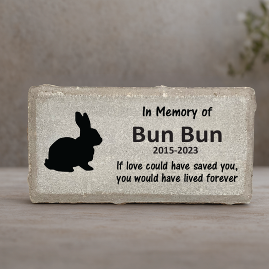 Rabbit Memorial Stone - Personalized Pet Grave Marker or Indoor Marble Sympathy Gift