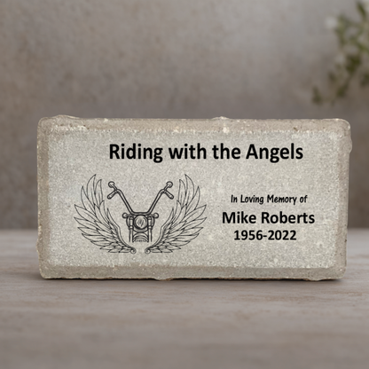 Motorcycle Biker Memorial - Custom Memorial Stone | Riding with Angels Gift