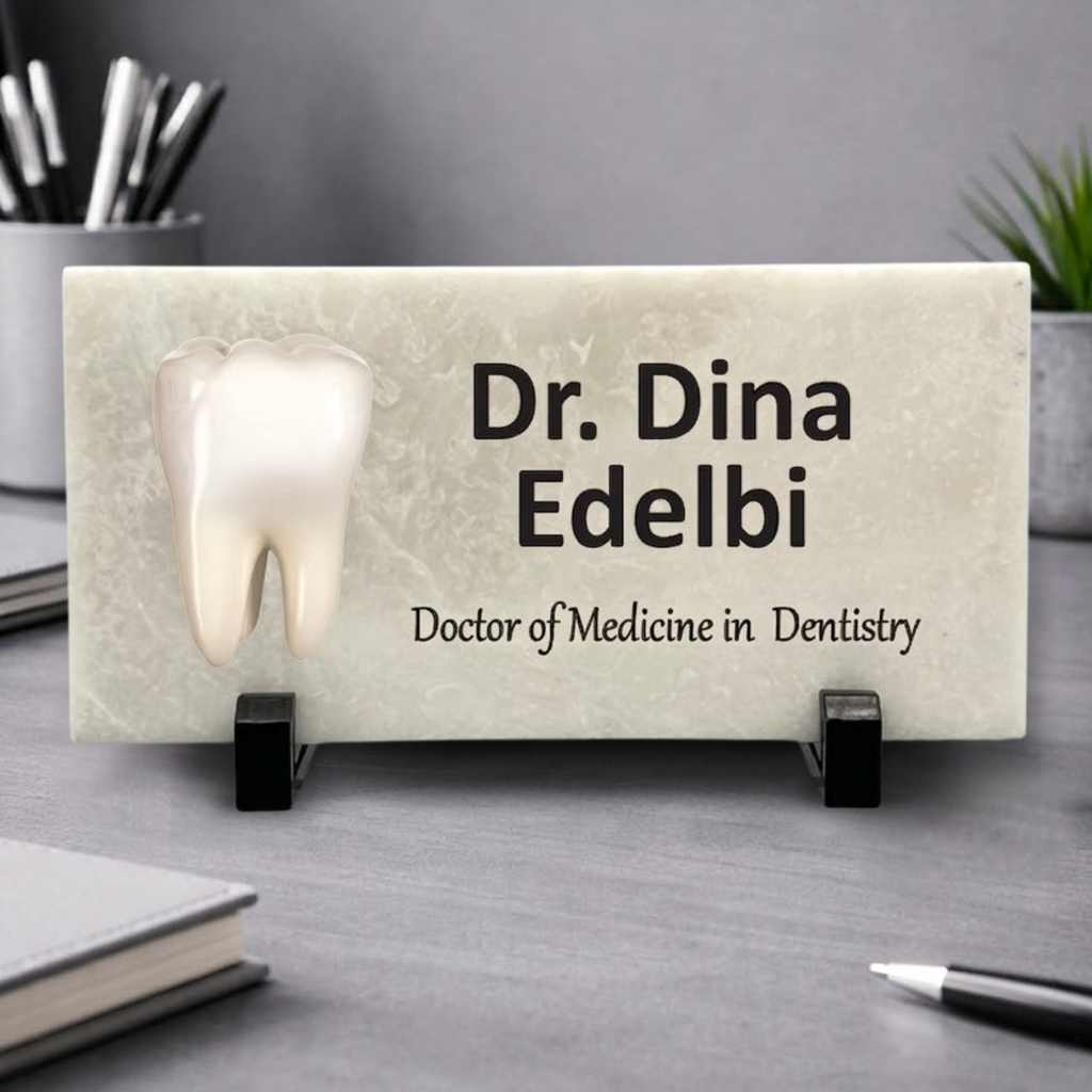 Dentist Desk Sign - Personalized Marble Name Plate & Office Plaque
