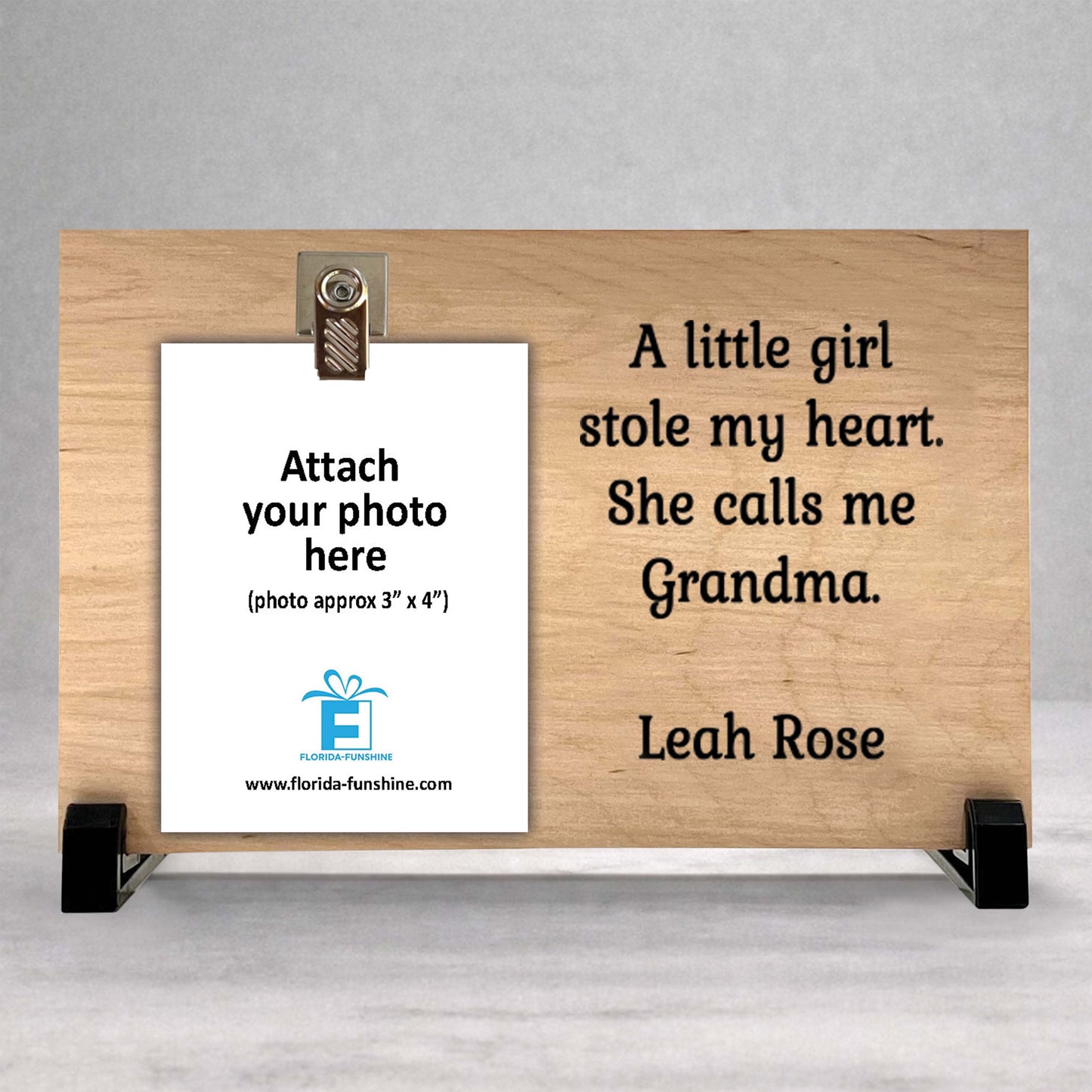 Grandma Gift Frame - Personalized Baby Name Wood Photo Frame Keepsake