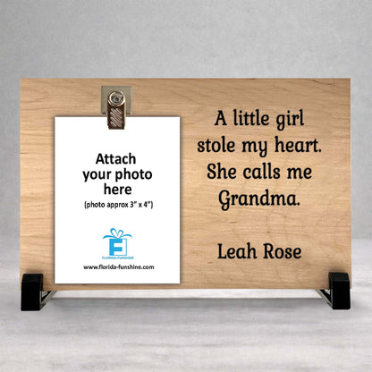 Grandma Gift Frame - Personalized Baby Name Wood Photo Frame Keepsake