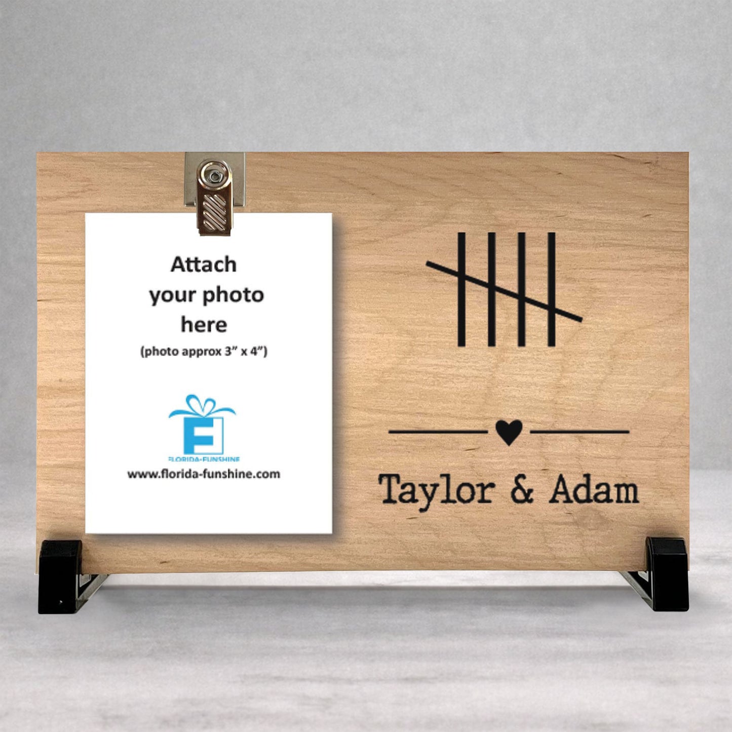 5th Anniversary Frame - Custom Wood Frame With Photo Clip - Personalized Gift