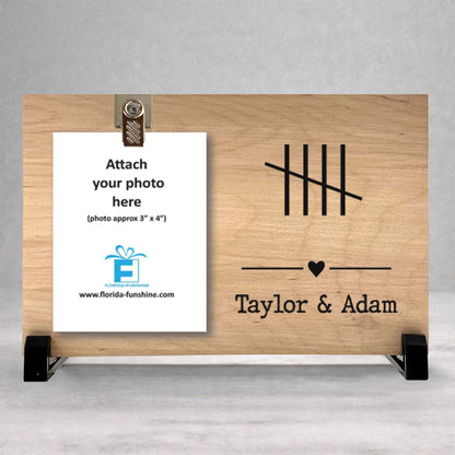 5th Anniversary Frame - Custom Wood Frame With Photo Clip - Personalized Gift