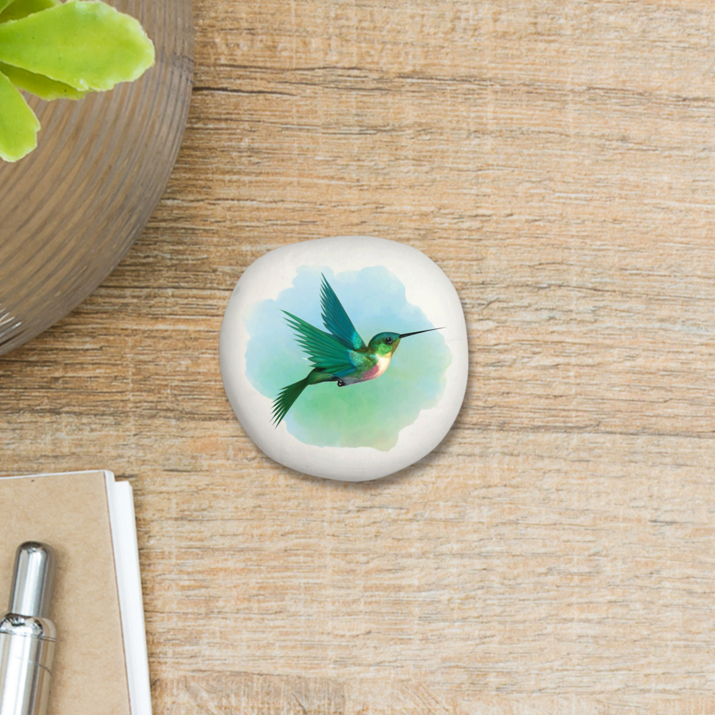 Hummingbird Stone - Handcrafted Memorial Gift Rock | Small Pocket Stone featuring memorial design with your custom personaliz