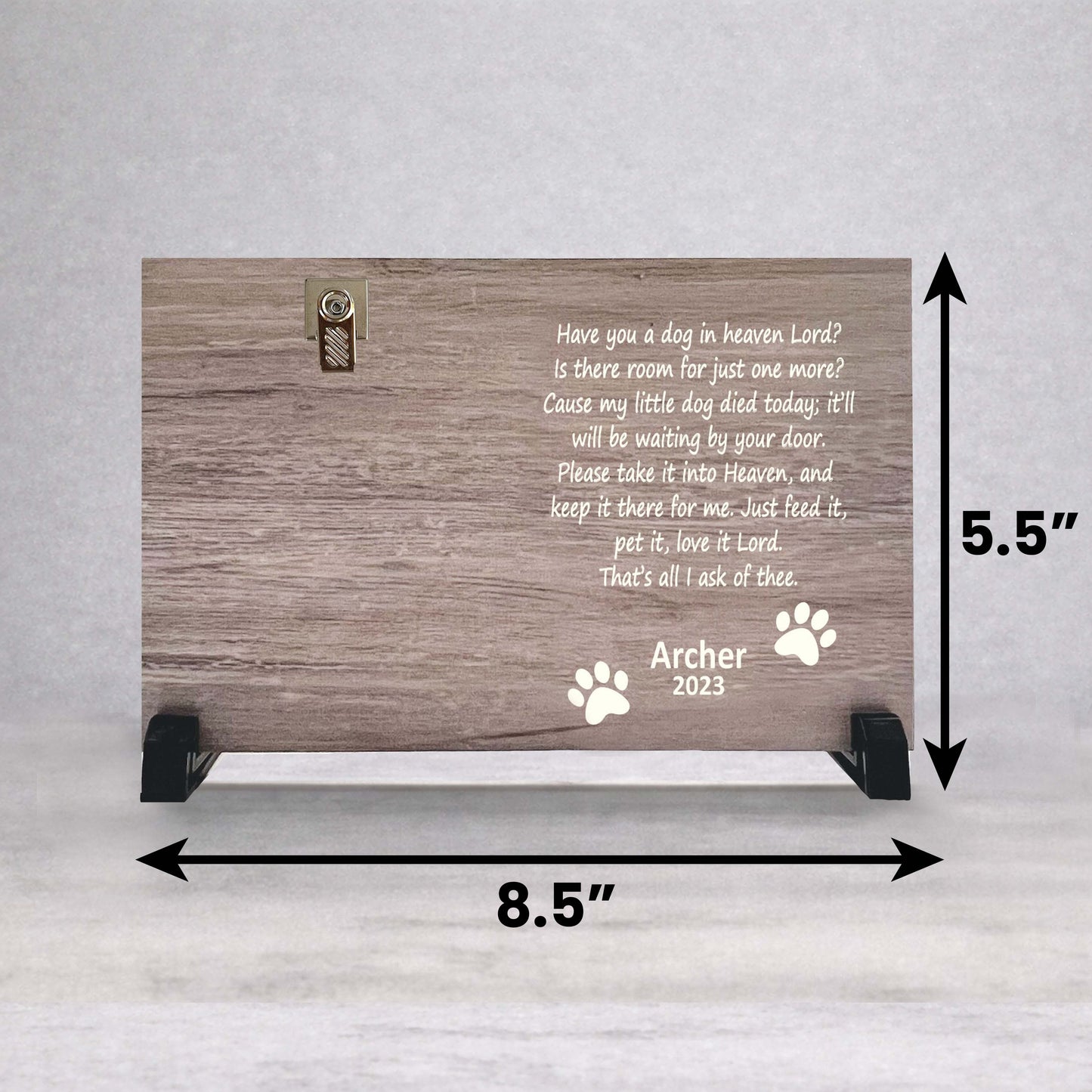 Dog Memorial Frame - Personalized Wooden Pet Tribute With Photo Clip