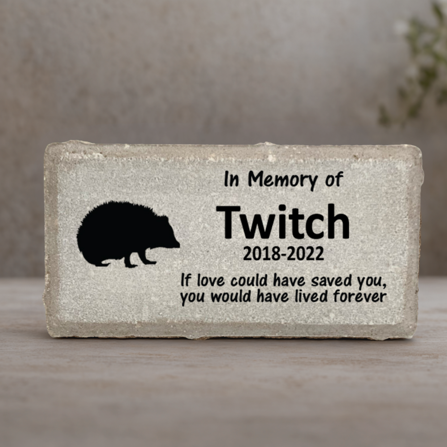 Hedgehog Memorial Stone - Personalized Pet Memorial Gift