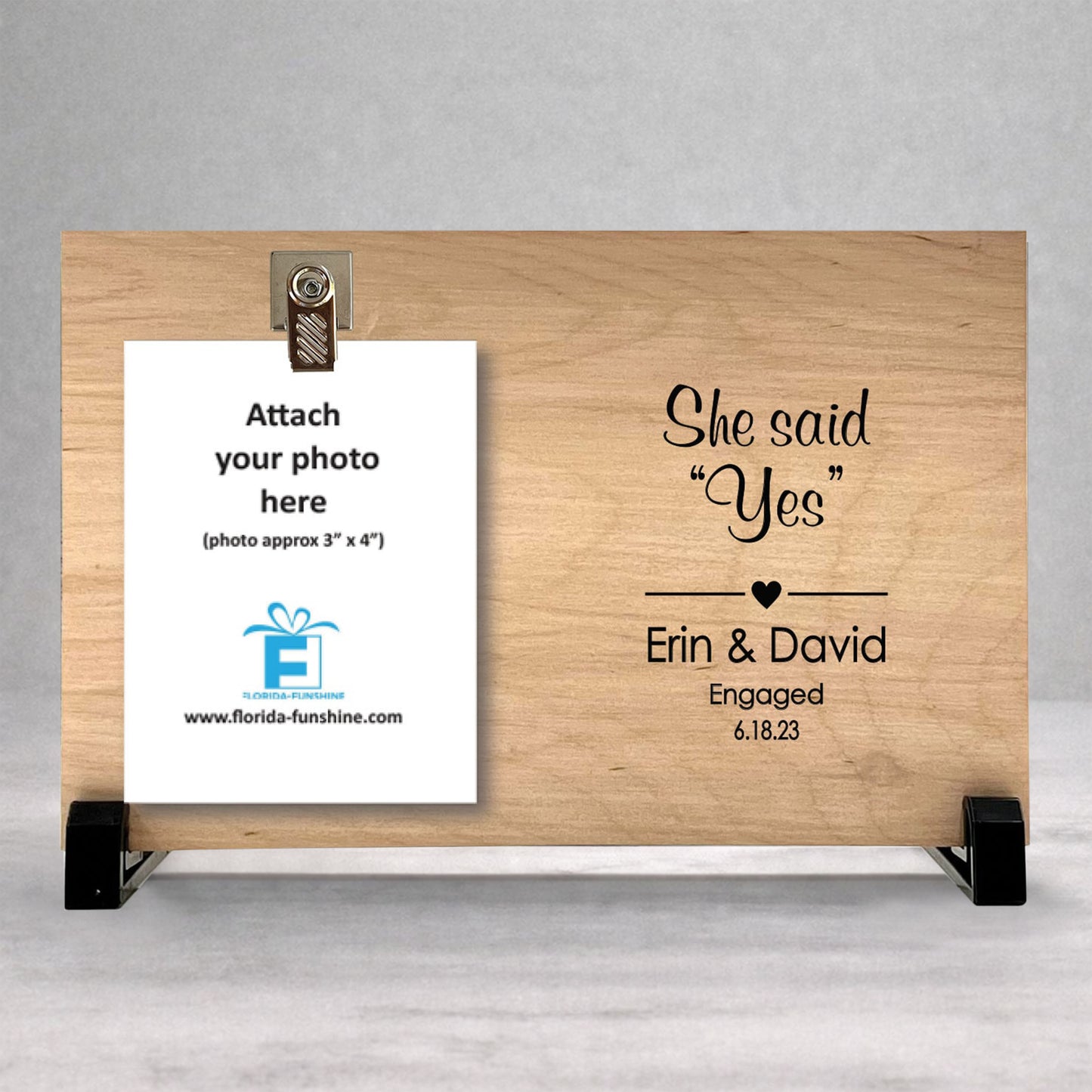 Engagement Frame - Personalized Wood Frame | She Said Yes Gift for Couples