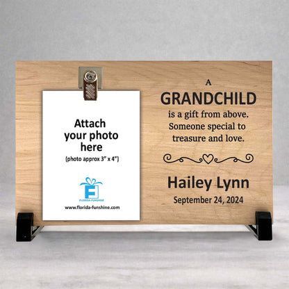 Personalized Grandchild Frame - Custom Wood Picture Frame With Name & Date