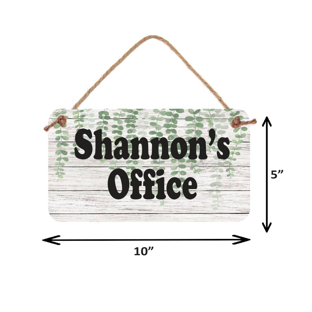 Personalized Green Leaves Name Sign - Custom Door Sign 5"x10" | Office Plaque