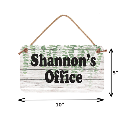 Personalized Green Leaves Name Sign - Custom Door Sign 5"x10" | Office Plaque