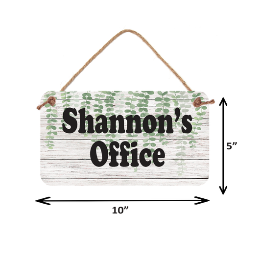 Personalized Green Leaves Name Sign - Custom Door Sign 5"x10" | Office Plaque
