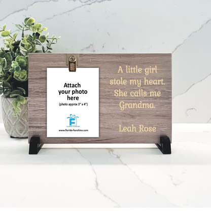 Grandma Gift Frame - Personalized Baby Name Wood Photo Frame Keepsake