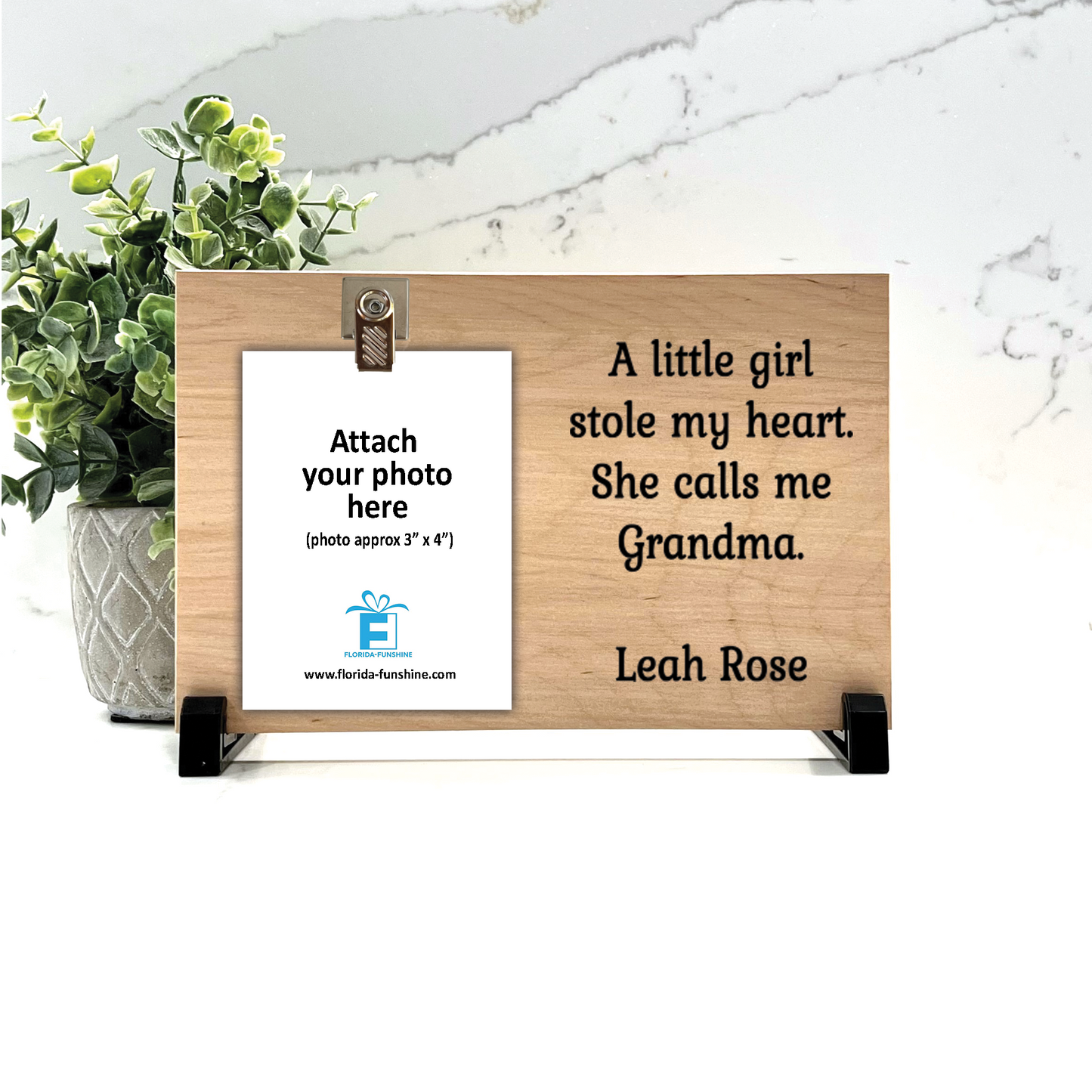 Grandma Gift Frame - Personalized Baby Name Wood Photo Frame Keepsake