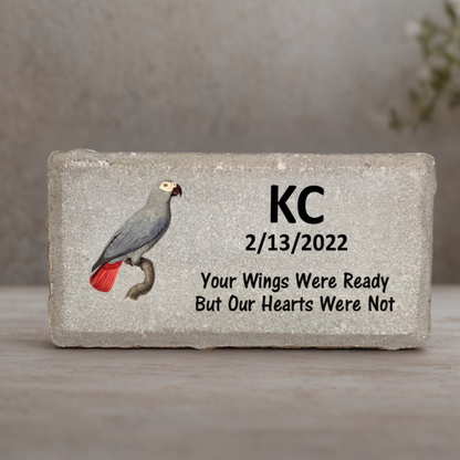 African Grey Memorial Stone – Personalized Pet Memorial Stone For Bird Remembrance